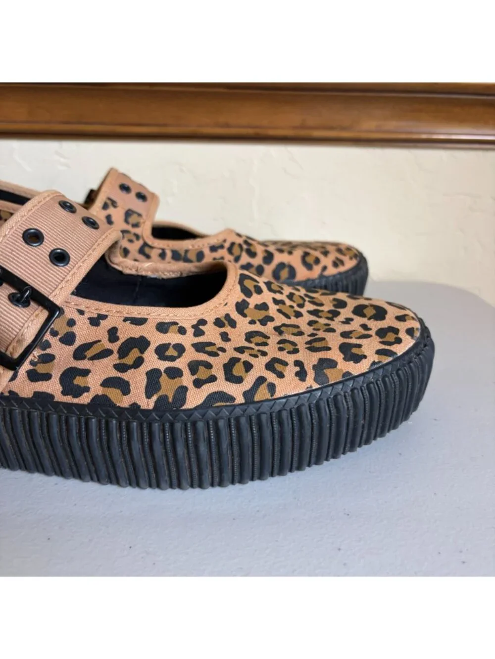 VANS Leopard Print Creeper Mary Janes Men's US 13 Platforms Rare Grunge